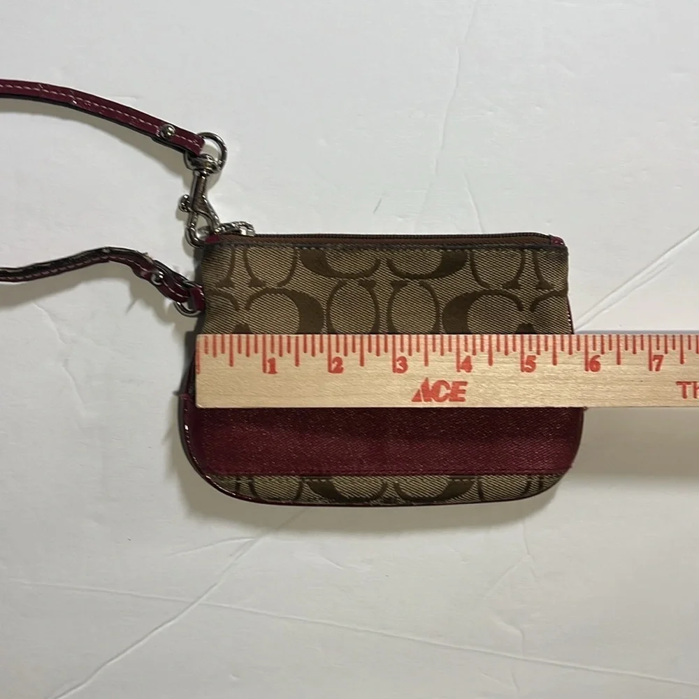 Coach Wristlet with Detachable Strap Vintage Brown and Red Monogram